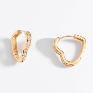 Nice & Bella Gold plated Hoop‎ Earrings with Crystals. Waterproof Earrings.